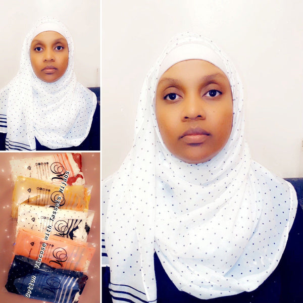 Maryam's Diamond Style Polka Dot Cotton Viscose Tassel Hijabs