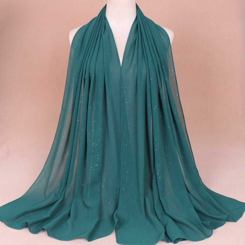 Maryam's Diamond Style Plain Chiffon Hijab with Silver Dot Hijab