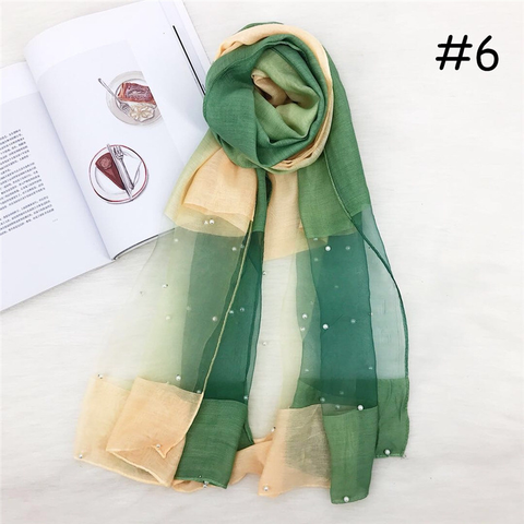 Maryam's Diamond Style Ombre Stunning Organza Shawls with Pearls Hijab