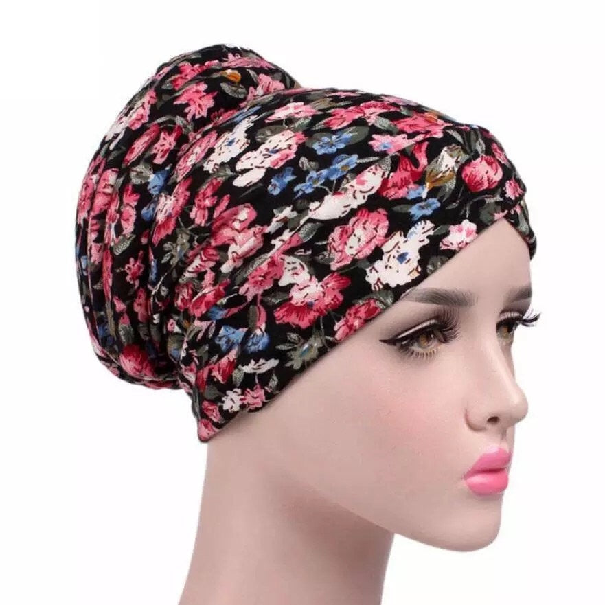 Maryam's Diamond Style Stretchy Turban Flower Print