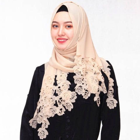 Maryam’s Diamond Style Floral Pattern Chiffon Hijab/Scarf