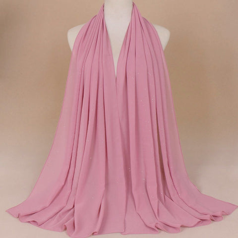 Maryam's Diamond Style Plain Chiffon Hijab with Silver Dot Hijab