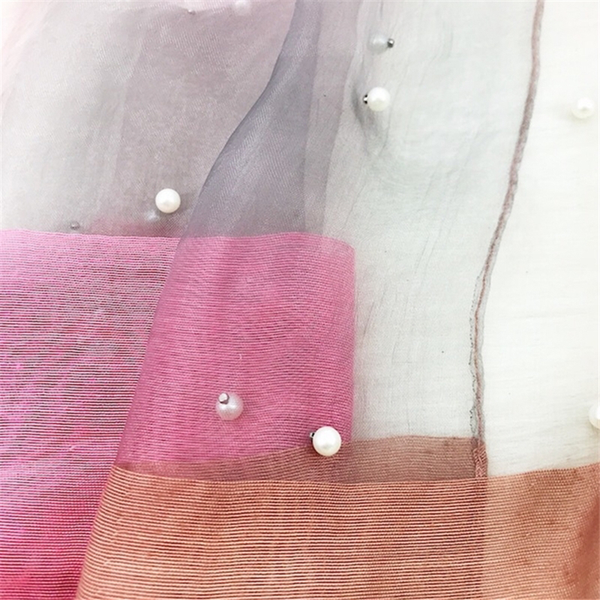 Maryam's Diamond Style Ombre Stunning Organza Shawls with Pearls Hijab