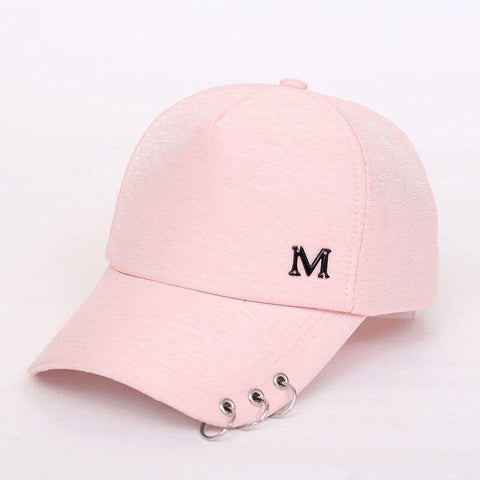 Maryam's Diamond Style Metal M Classic Ring 8 Panel Ladies Baseball Cap