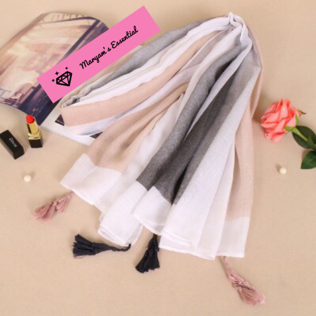 Maryam’s Diamond Style Gradual Colour Tassels Soft Cotton Hijab