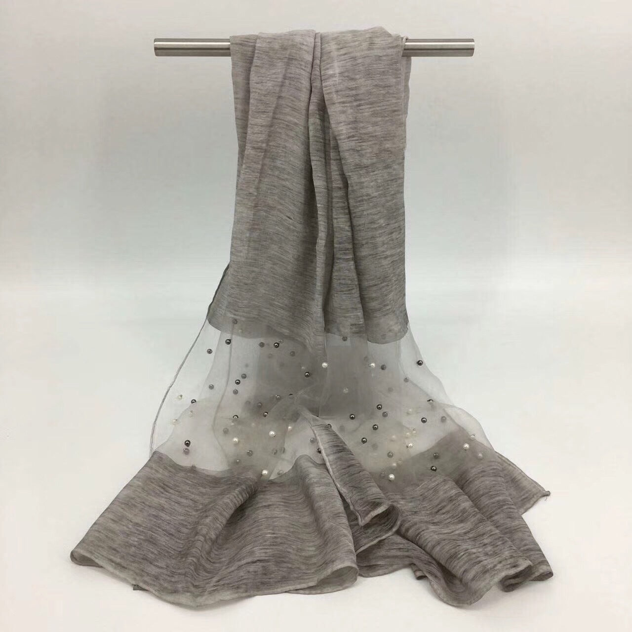 Maryam's Diamond Style Organza Pearl Soft Hijab/Shawl