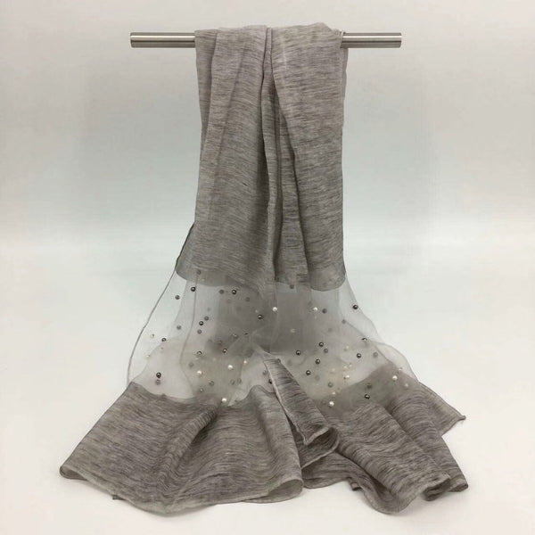 Maryam's Diamond Style Organza Pearl Soft Hijab/Shawl