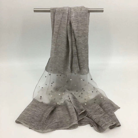 Maryam's Diamond Style Organza Pearl Soft Hijab/Shawl
