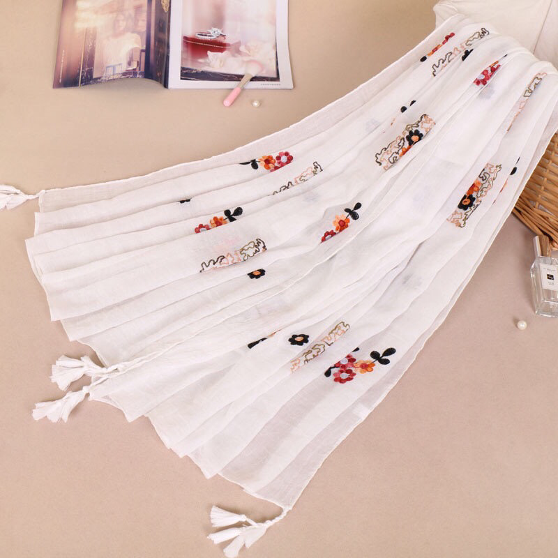 Maryam's Diamond Style Latest Gradual Colour Tassels Soft Cotton Hijab