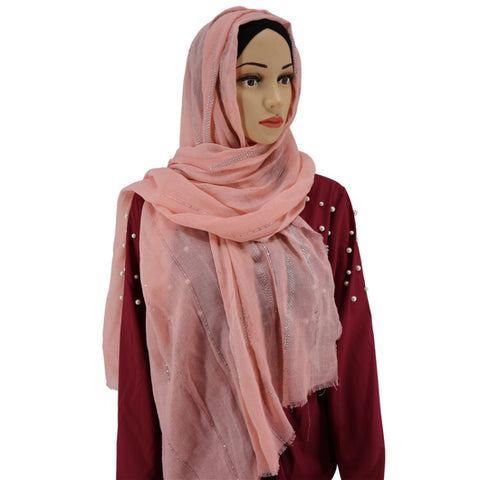 Maryam's Diamond Style Stone Cotton Fringed Hijab