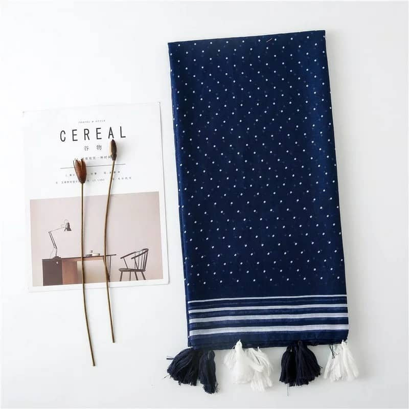 Maryam's Diamond Style Polka Dot Cotton Viscose Tassel Hijabs