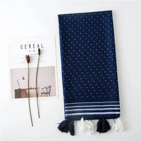Maryam's Diamond Style Polka Dot Cotton Viscose Tassel Hijabs