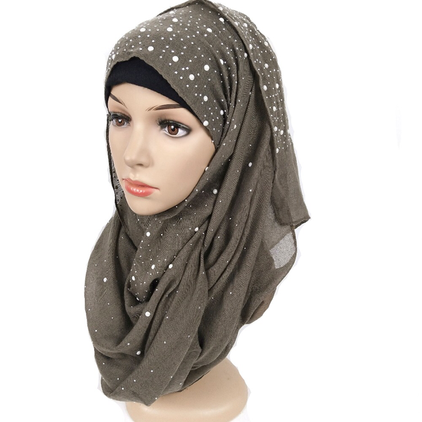 Maryam's Diamond Style Cotton Viscose with Pearls And Silver Stones Hijab