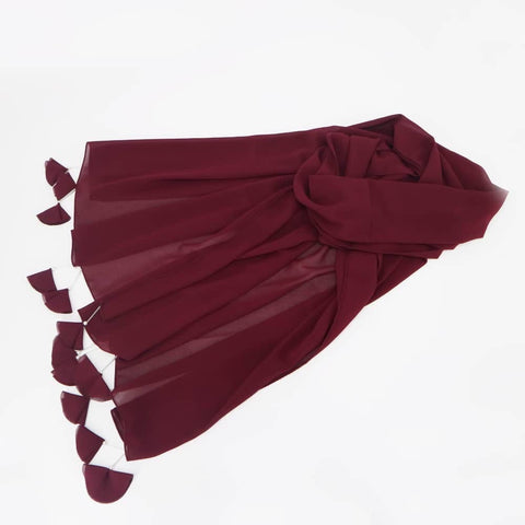 Maryam’s Diamond Style Signature Plain Chiffon with Tassels Pearls Hijab