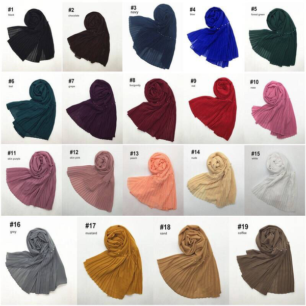 Maryam's Diamond Style Lurex Pleated Chiffon Crinkle with Beads Hijab