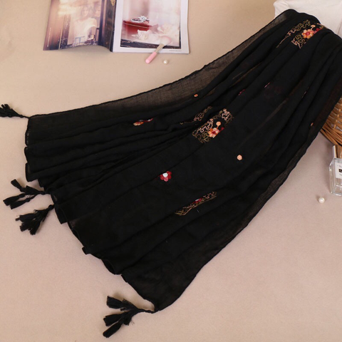Maryam's Diamond Style Latest Gradual Colour Tassels Soft Cotton Hijab