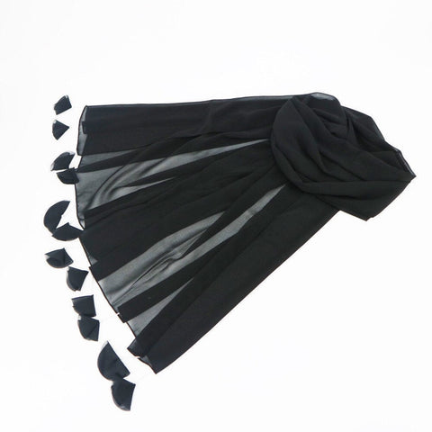 Maryam’s Diamond Style Signiture Plain Chiffon with Tassels Pearls Hijab