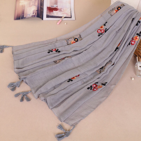 Maryam's Diamond Style Latest Gradual Colour Tassels Soft Cotton Hijab