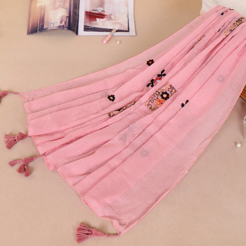 Maryam's Diamond Style Latest Gradual Colour Tassels Soft Cotton Hijab