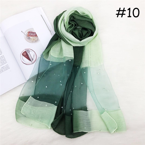 Maryam's Diamond Style Ombre Stunning Organza Shawls with Pearls Hijab