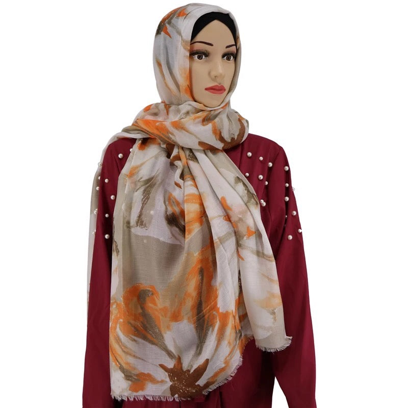 Maryam's Diamond Style Printed Cotton Viscose Hijab/Shawl