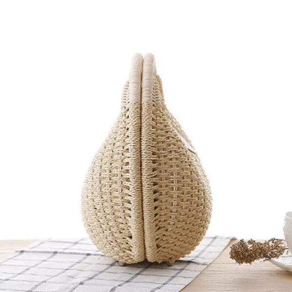 Maryam's Diamond Style Designer Bali Rattan Straw Round Woven Summer Beach Bag