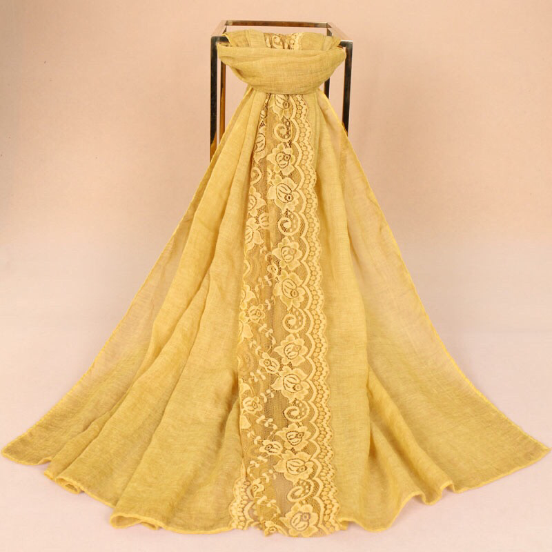 Maryam's Diamond Style Plain Cotton Lace Edge Hijab