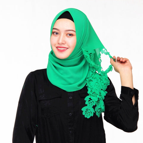 Maryam's Diamond Style Floral Pattern Chiffon Hijab/Scarf