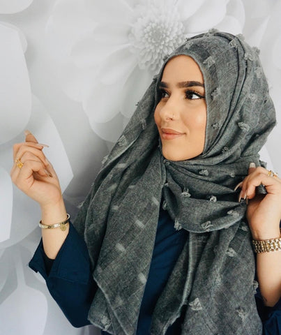 Maryam's Diamond Style Cotton Linen Tassels Hijab