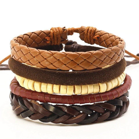 Maryam's Diamond Style Latest 4pcs Charm Leather Bracelets