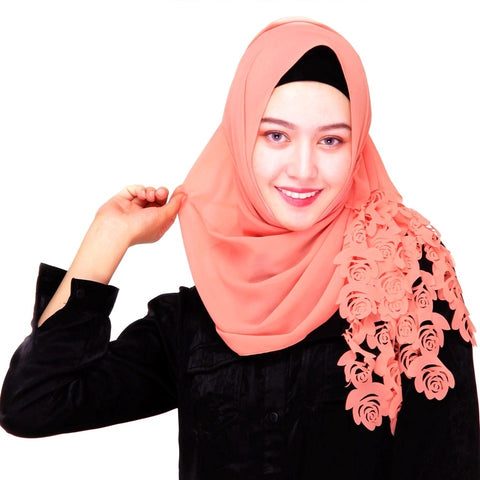 Maryam's Diamond Style Floral Pattern Chiffon Hijab/Scarf