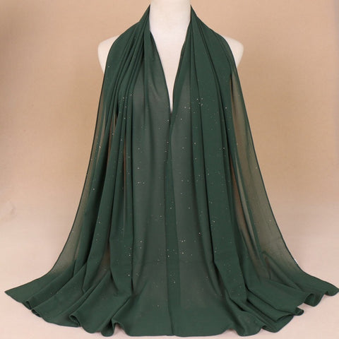 Maryam's Diamond Style Plain Chiffon Hijab with Silver Dot Hijab