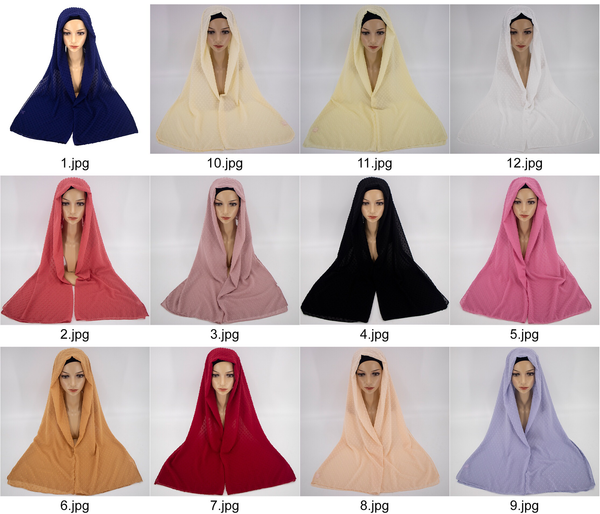 Maryam's Diamond Style Pom Pom Dismantle Chiffon Hijab