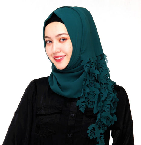 Maryam's Diamond Style Floral Pattern Chiffon Hijab/Scarf