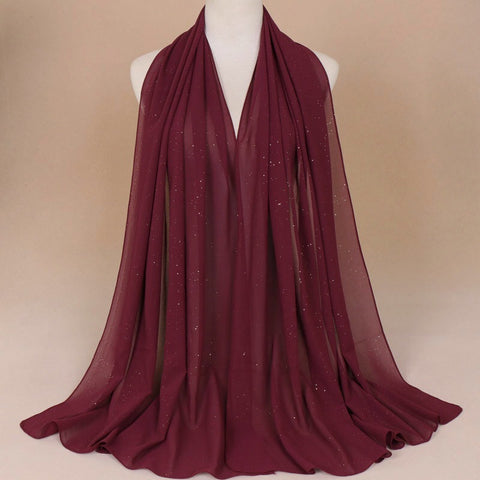 Maryam's Diamond Style Plain Chiffon Hijab with Silver Dot Hijab