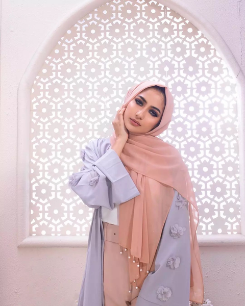 Maryam's Diamond Style Plain Chiffon with Tassels Pearls Hijab