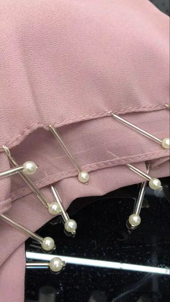 Maryam's Diamond Style Plain Chiffon with Tassels Pearls Hijab