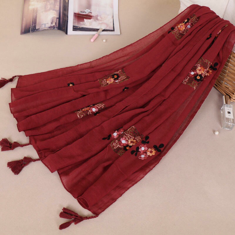 Maryam's Diamond Style Latest Gradual Colour Tassels Soft Cotton Hijab