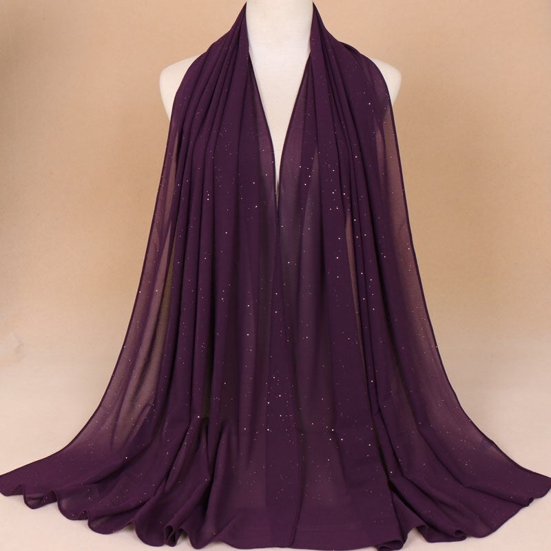 Maryam's Diamond Style Plain Chiffon Hijab with Silver Dot Hijab