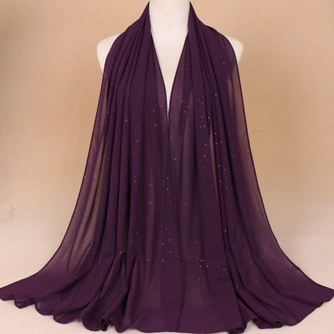Maryam's Diamond Style Plain Chiffon Hijab with Silver Dot Hijab