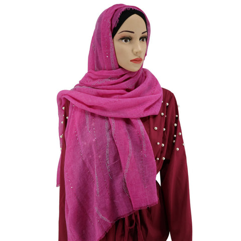 Maryam's Diamond Style Stone Cotton Fringed Hijab