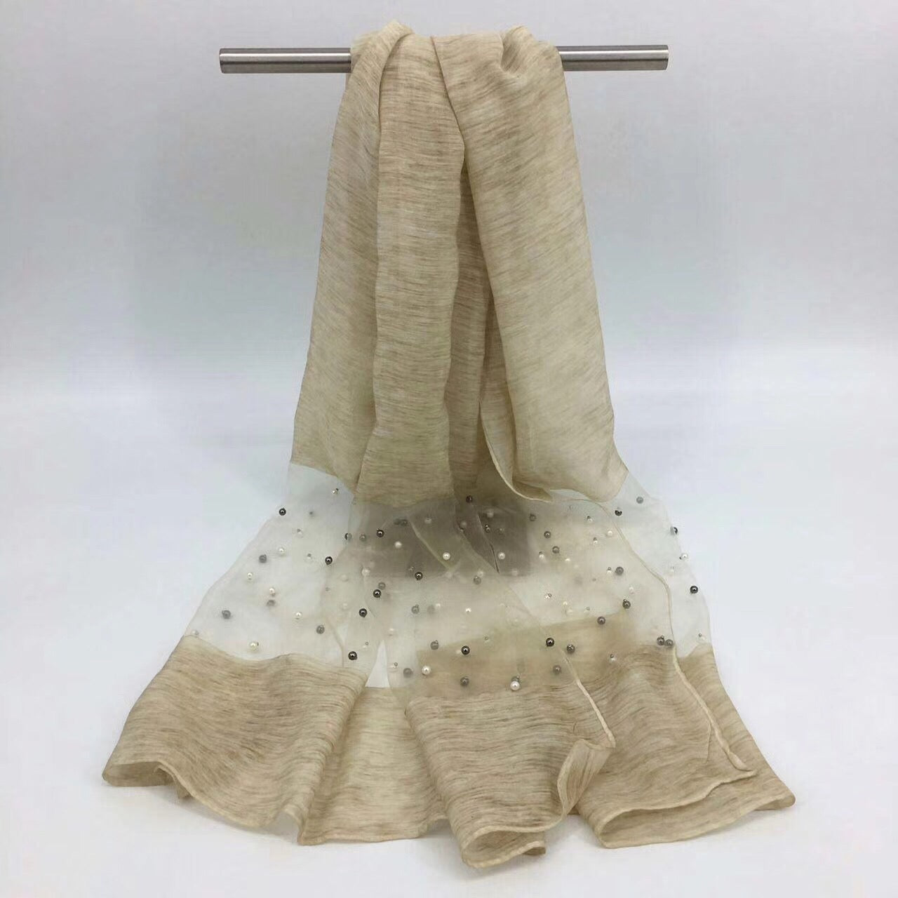 Maryam's Diamond Style Organza Pearl Soft Hijab/Shawl