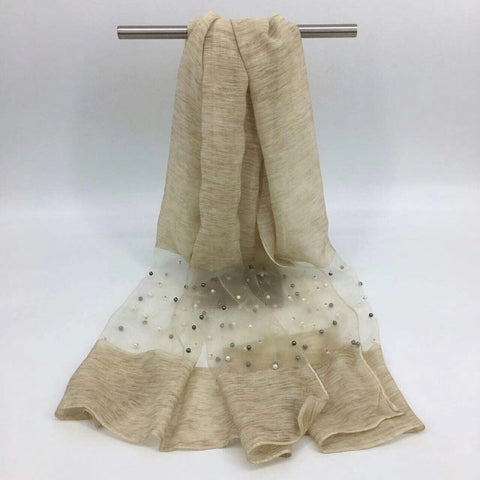 Maryam's Diamond Style Organza Pearl Soft Hijab/Shawl