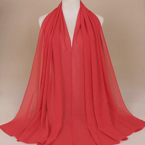 Maryam's Diamond Style Plain Chiffon Hijab with Silver Dot Hijab