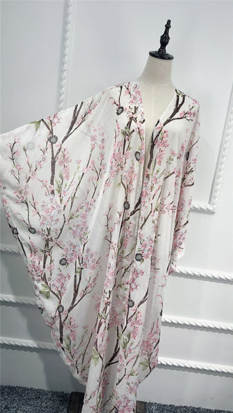 Maryam's Diamond Style Floral Print Blossom Asymmetrical Abaya