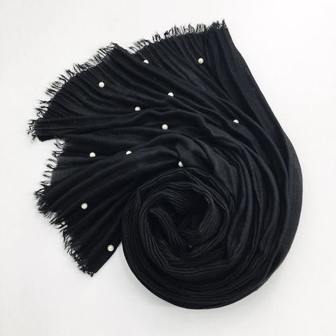 Maryam's Diamond Style Latest Cotton Viscose Pleated Crinkle with Pearls Hijab
