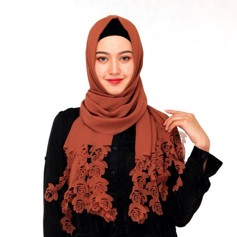 Maryam's Diamond Style Floral Pattern Chiffon Hijab/Scarf