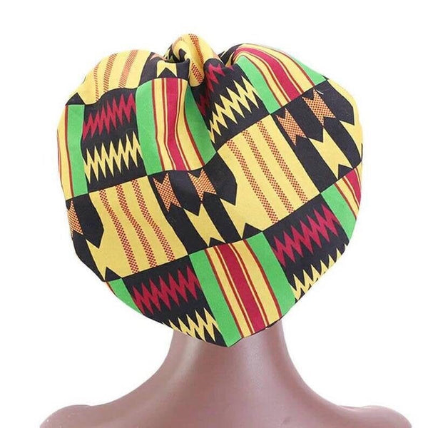 Maryam’s Diamond Style African Print Ankara Silk Satin Linen Wrap Up Cap