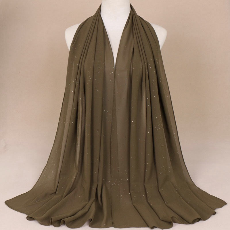 Maryam's Diamond Style Plain Chiffon Hijab with Silver Dot Hijab