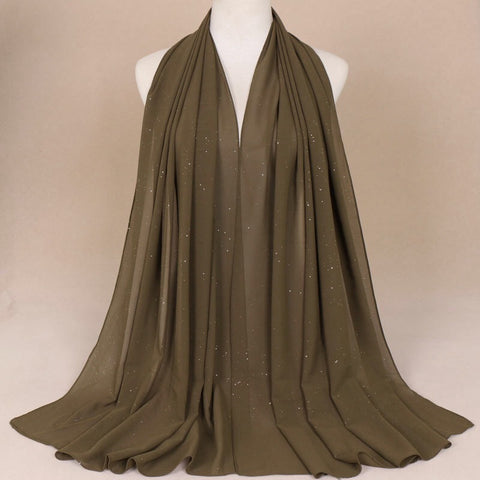 Maryam's Diamond Style Plain Chiffon Hijab with Silver Dot Hijab